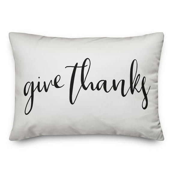 Creative Products Give Thanks Black 14x20 Spun Poly Pillow