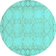 thumbnail image 1 of Ahgly Company Indoor Round Oriental Light Blue Modern Area Rugs, 4' Round, 1 of 4