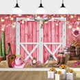 thumbnail image 5 of 10 x 8 ft Western Cowgirl Backdrop Pink Western Cowboy Photography Backdrop, Rustic Wooden House Barn Background Wild West Barn Door Background Birthday Party Banner for Kids Adult, 5 of 5