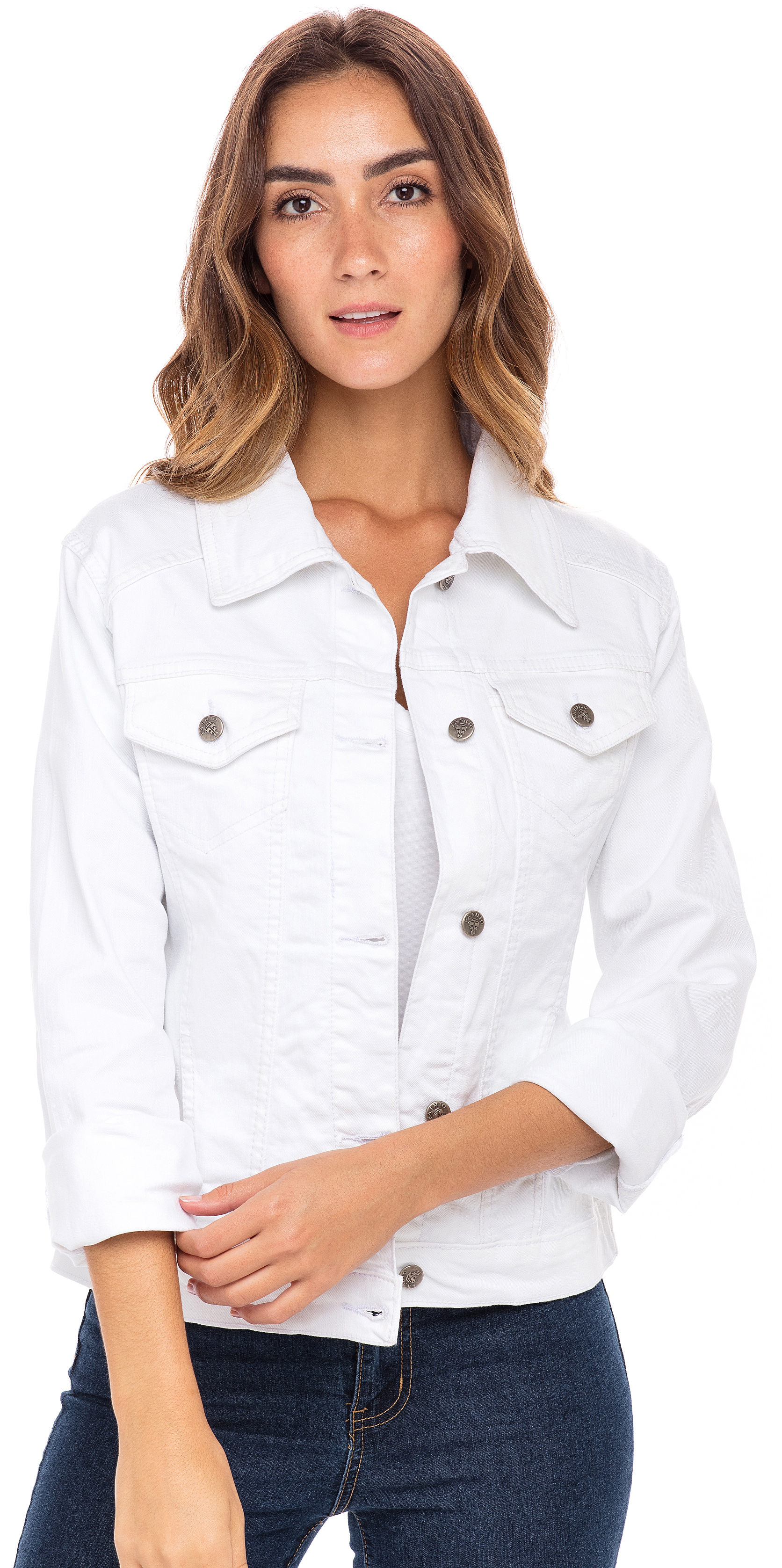 SKYLINEWEARS Women Denim Jacket Button UP Long Sleeve Ladies Stretch Trucker Jean Jackets - image 1 of 5