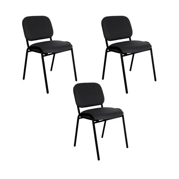 Offiho Set de 3 Sillas Ecovisitas para Consultorio, Oficina, Salas de Espera, Tapizado de Tela