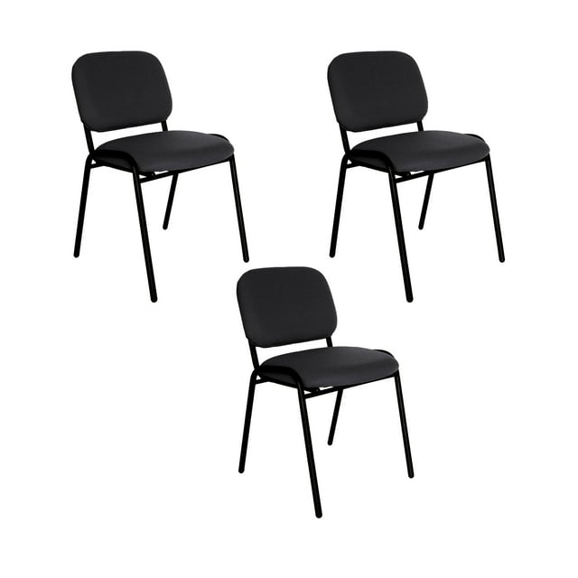 Offiho Set de 3 Sillas Ecovisitas para Consultorio, Oficina, Salas de Espera, Tapizado de Tela