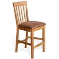thumbnail image 2 of Home Square 24" Slatback Barstool with Cushion Seat in Rustic Oak - Set of 2, 2 of 8