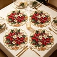 thumbnail image 6 of 4 Pack Christmas Themed Round Placemats,Washable Heat Resistant Table Mats, Holiday Dinner Party Table Decor, 6 of 6
