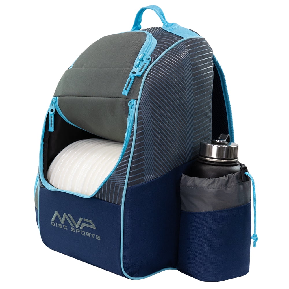 MVP Disc Sports Shuttle Disc Golf Backpack Bag (Dark Gray/Sky Blue)