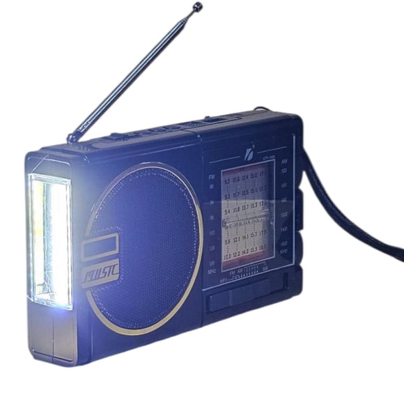 Radio Portátil Recargable 8 Bandas de Radio/Bluetooth/USB/Micro SD/Lampara/Panel Solar