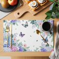 thumbnail image 2 of Spring Flowers Placemats Set of 12, Watercolor Floral Butterflies Botanical Placemats for Dining Table, Place Mats for Kitchen Tabletop, Waterproof Wipeable Dining Table Mats Set, 2 of 9