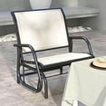 thumbnail image 4 of GVN Outdoor Glider Chair, Steel Swing Chai with Curved Armrests for Porch, Garden, Poolside, Balcony, Cream White, 4 of 10
