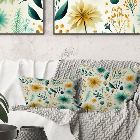 Designart "Green Bohemian Botanical Fantasy" Botanical Printed Throw Pillow