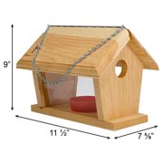 Small Bluebird Mealworm Feeder | Wooden Platform Bird Feeder with Red Feeding Cup | Mounts on 4x4 Post | Eastern White Pine | Handcrafted in Maine | 9H x 11.5W x 7.5D | USA Made