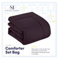 thumbnail image 3 of 5 Piece Comforter Set Bag Solid Color All Season Soft Down Alternative Blanket & Luxurious Microfiber Bed Sheets, Purple, Twin XL, 3 of 6