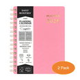 thumbnail image 2 of 2 Pcs Daily To Do List Planner Notebook Aesthetic Notepad for Work with Solid Color Cover Hourly Schedule Checklist Productivity for Office Adults Pink*2 8.2 In, 2 of 6