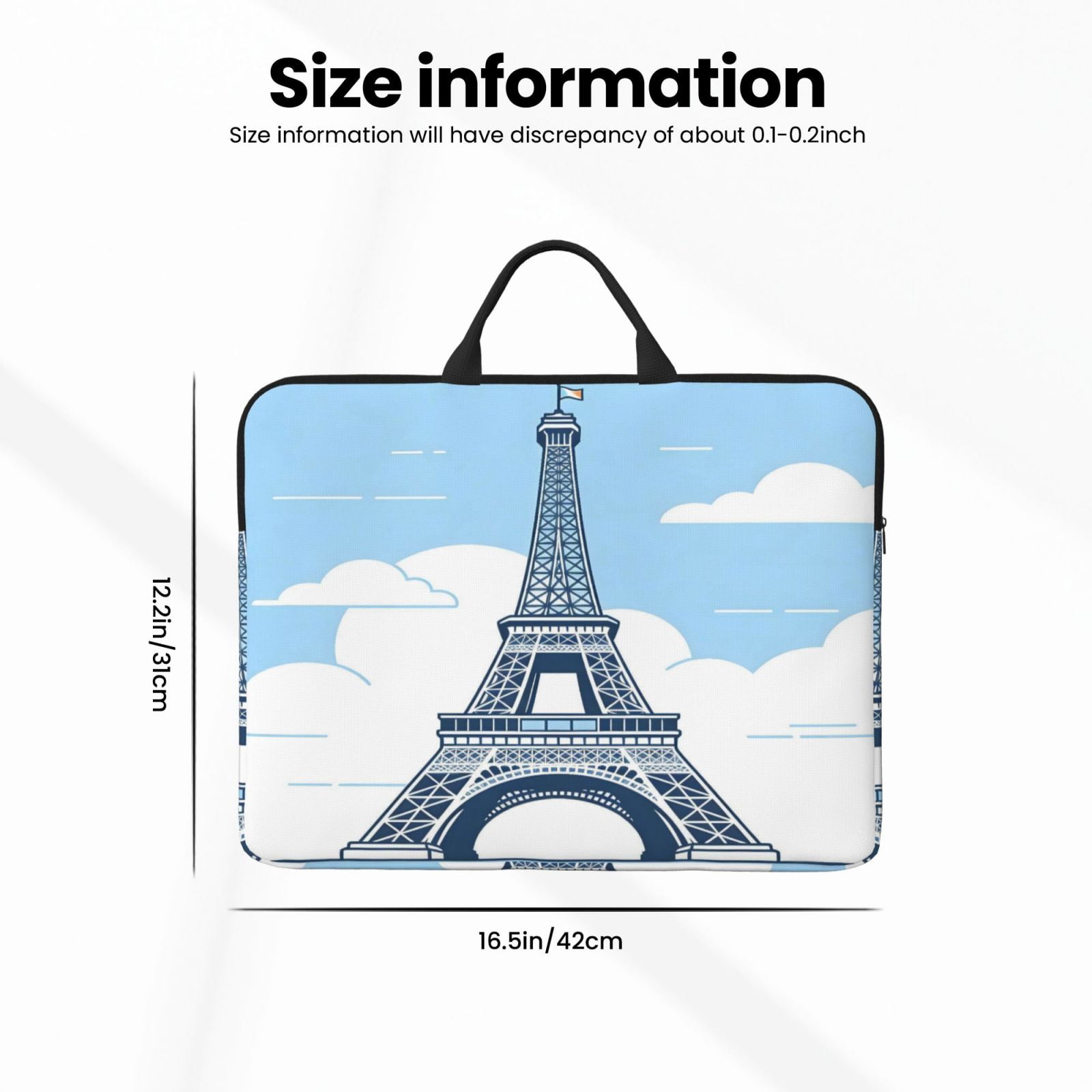 Laptop Sleeve Bag For Women Men 14inch Waterproof Durable Protective Computer Carrying Cover Handle Laptop Case Bag Eiffel Tower (1)