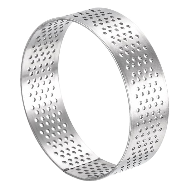 Inoxidable Acero Pequeño Pastel Anillos, Perforado Pastel Mousse Anillo Cocina Hornear Calor Resistente 2,5 Diámetro, 0,8 Altura,para Galleta Chocolate, Plata