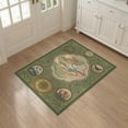 thumbnail image 3 of ODIKA 3'x5' Sage Green Explorer S Dream Little Washable Throw Rug Intricate Flatwoven Design With Nature And Compass Motifs Stain Resistant, Low Profile, Non-Slip for Entryway, Kitchen, Mudroom, 3 of 7
