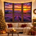 thumbnail image 3 of Purple Lavender Rows in Rolling Countryside Through a Window, Romantic Rustic for Nature Lovers, Country Wall Art, Housewarming Gift, Tapestry Wall Hanging for Living Room and Bedroom, 3 of 7