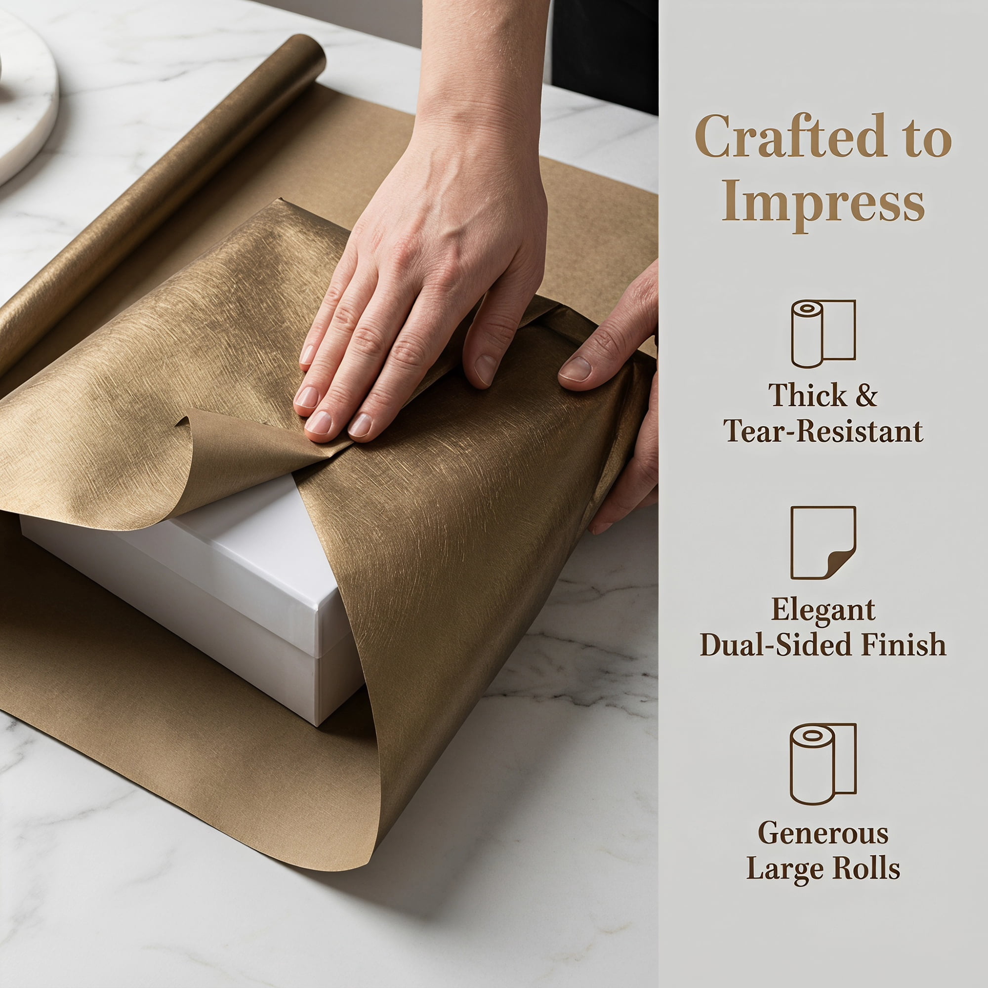 Unique Bargains 3Pcs Heavyweight Matte Gift Wrapping Paper Brown 27.6" x 19.7"