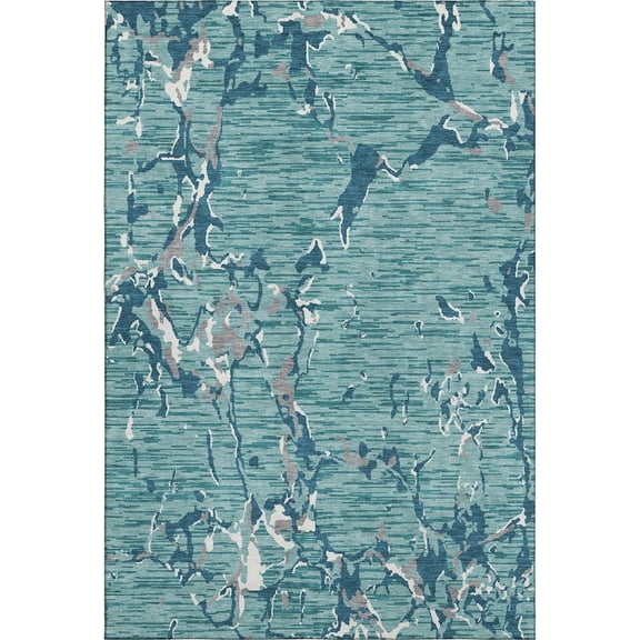 Addison Rugs Mayfield Premium Machine Washable Transitional Stripes Teal Rectangle Rug, 10' x 14'
