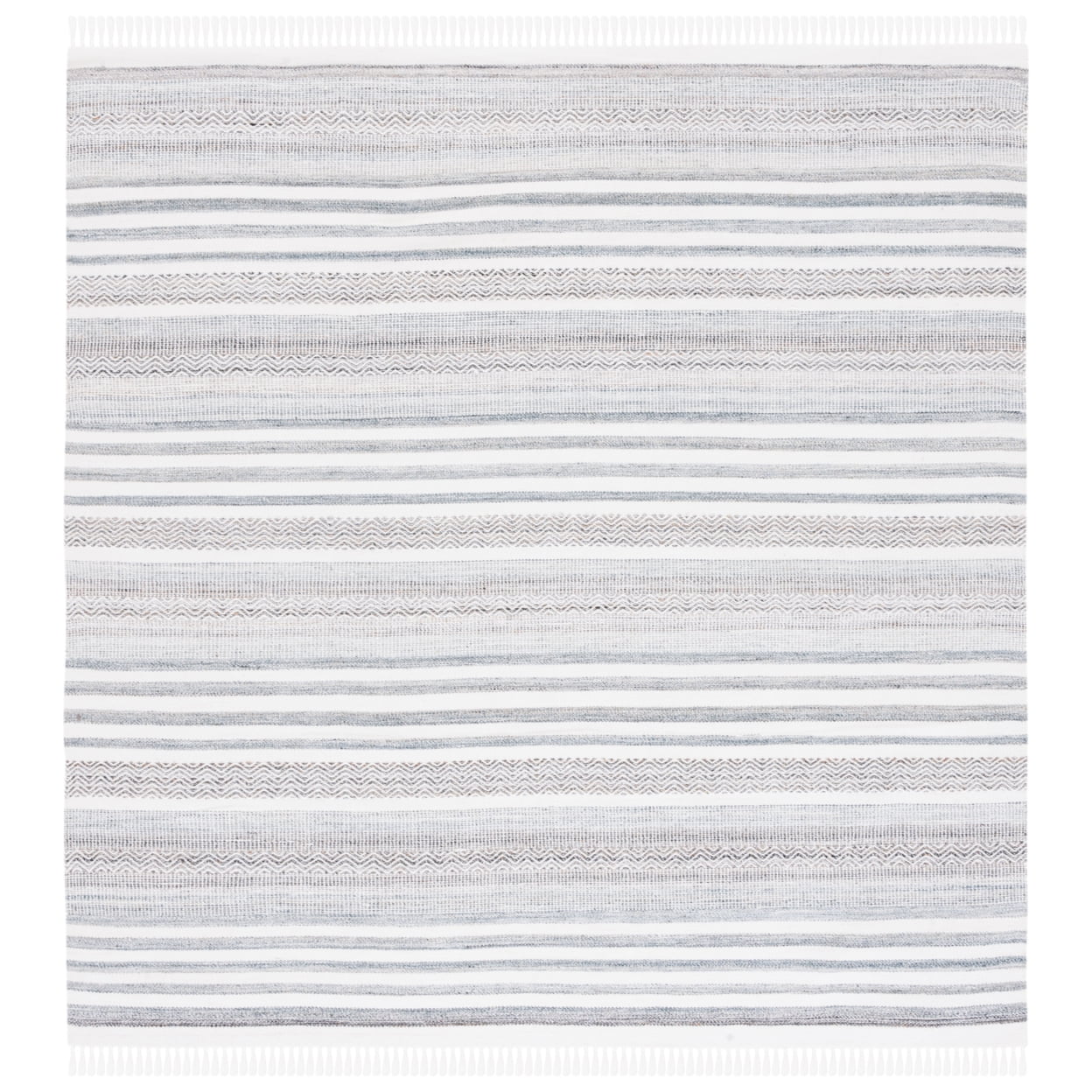 SAFAVIEH Kilim Malena Striped Polyester Runner Rug, Ivory/Grey, 2'3" x 8'