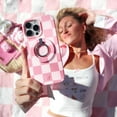 thumbnail image 3 of VELVET CAVIAR for iPhone 16 Plus Case Pink Checkered - Compatible with MagSafe - Cute Protective Cases for Women for Women - Pink White Checkerboard, 3 of 7
