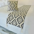 thumbnail image 1 of The HomeCentric King / Queen / Twin Blue Decorative King 90"x18" Bed Runner WITH Pillow Cover, Lace & Moroccan Decor Bed Scarf on Jacquard fabric - Akida, 1 of 5