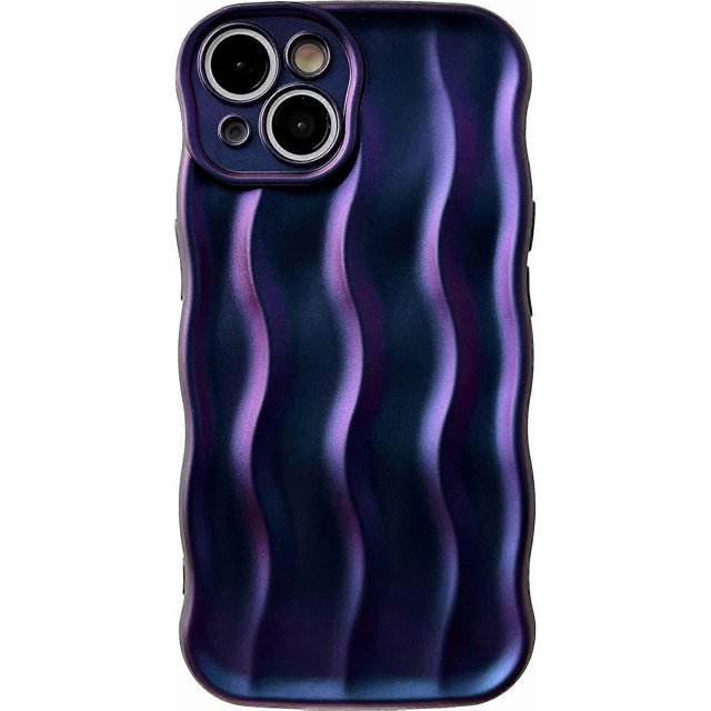 Water Ripple Pattern Curly Wave Frame Soft Compatible with iPhone Case (Purple,iPhone 13 Pro Max)