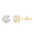 thumbnail image 4 of Rosec Jewels Certified Moissanite Solitaire Stud Earrings for Women - 6 mm - D-VS1 Grade, 14K Yellow Gold, 4 of 7