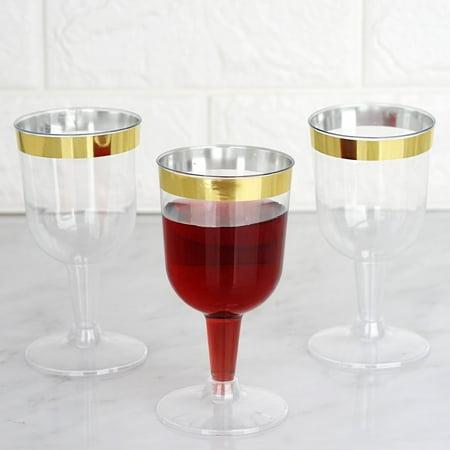 - Efavormart 60 Pack 5oz Gold Rimmed Clear Plastic Disposable Champagne Glass For Wedding Banquet Party Events
