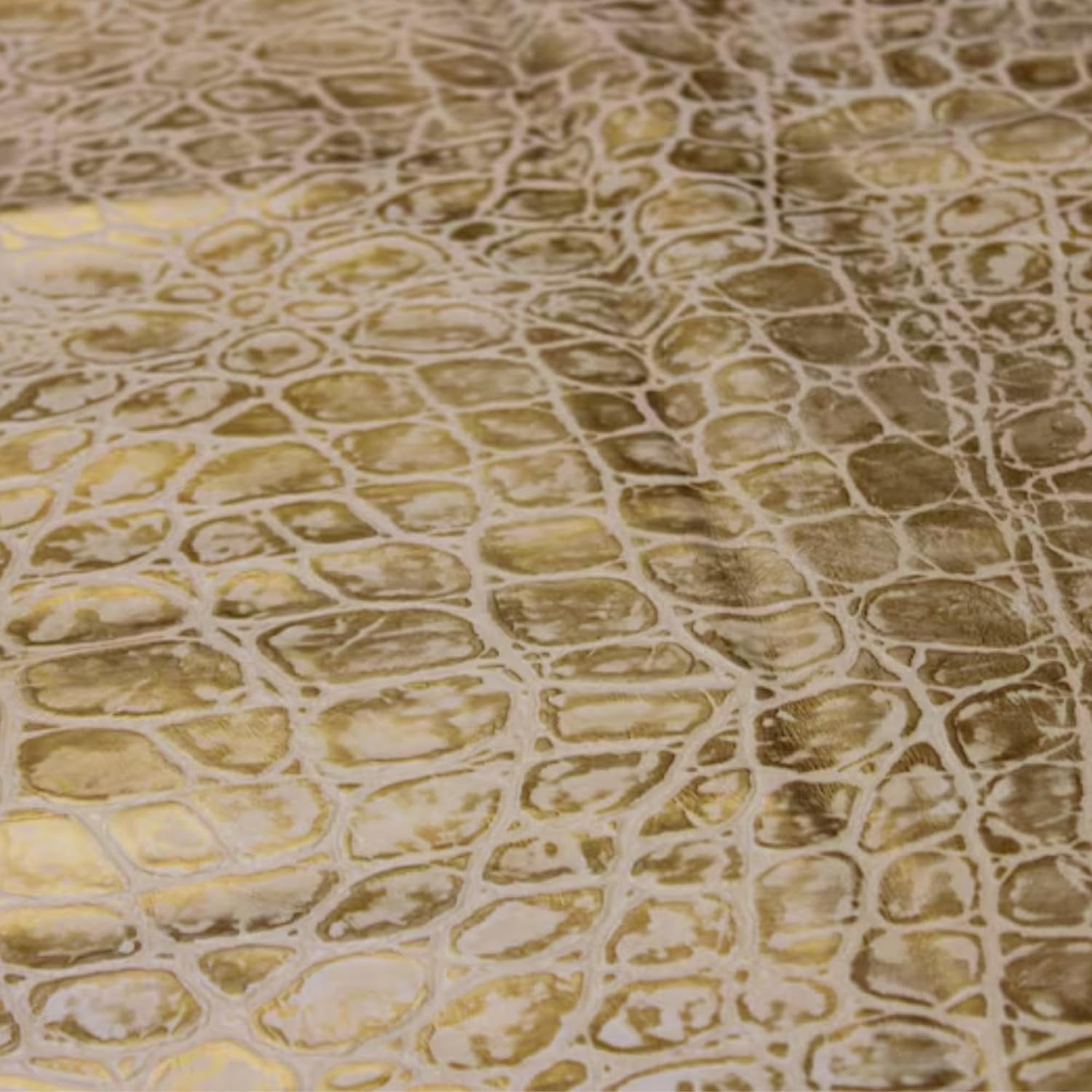 ArtisanCowhides Genuine Tortoise Embossed Cowhide Leather for Crafts  – Beige Gold 10 Sq ft
