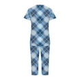thumbnail image 5 of Aueoeo Women's Sleepwear Capris Printed Pajama Sets Short Sleeve Two-Piece Pjs V Neck Tops & Capris Pants with Pockets Blue XX-Large, 5 of 5