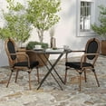 thumbnail image 3 of Merrick Lane Stacking Thonet French Bistro Style Chair, White & Gray PE Rattan Seat, and Bamboo Finished Metal Frame for Indoor/Outdoor Use, 3 of 14