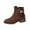 16#Brown, variant on Womens Patchwork Suede Ankle Booties Round Toe Side Zip Chunky Low Heel Croc Print Panel Metal Ornament Retro Fashion Short Boots