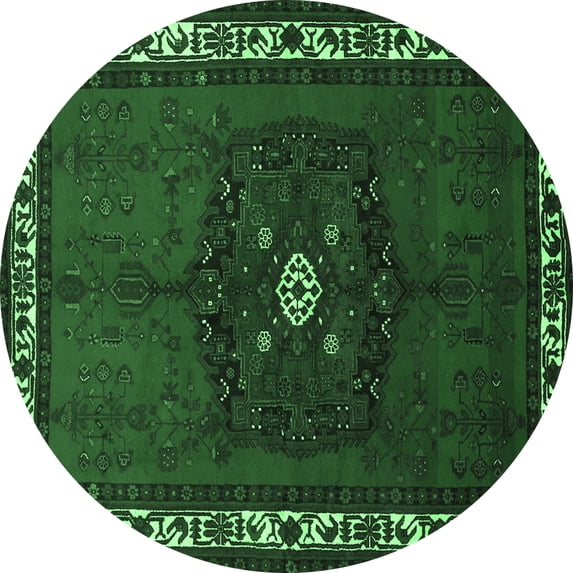 Ahgly Company Indoor Round Persian Emerald Green Traditional Area Rugs, 5' Round