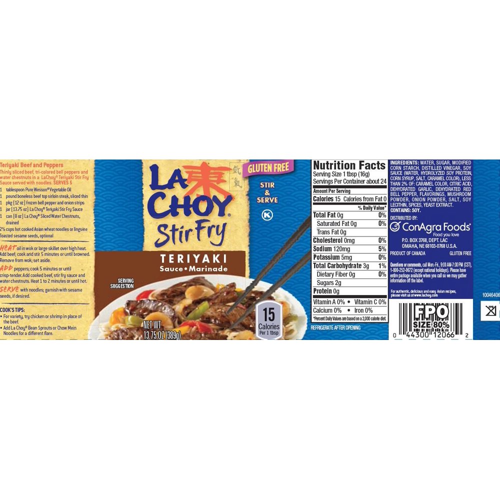 La Choy Teriyaki Stir Fry Sauce and Marinade, 13.75 Ounce