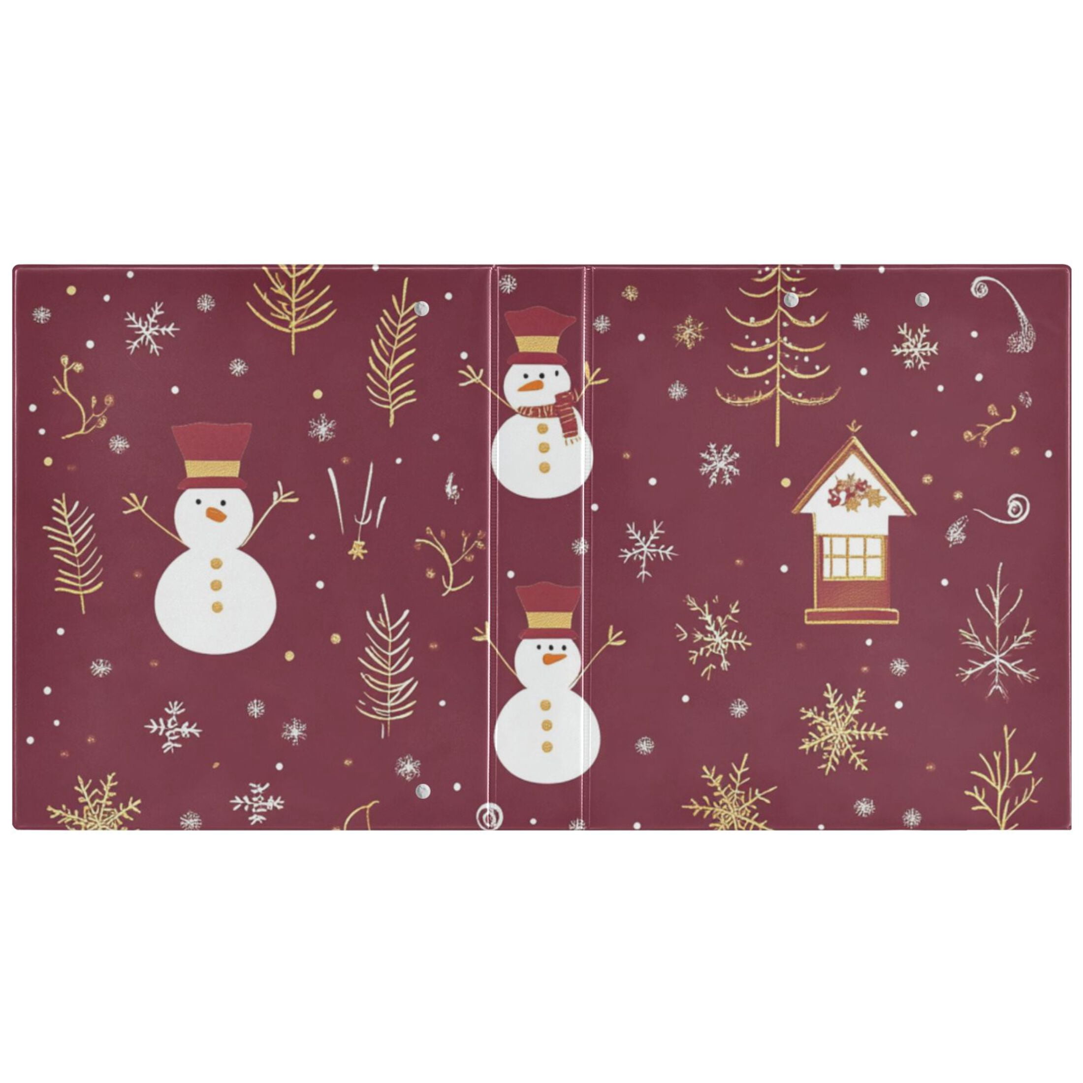 Christmas Houses Snowmans 3 Ring Binders 1.5 inch Hardcover File Folders with Interior Pockets A4 Size Organizer for School Office Hospital