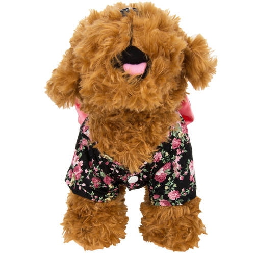 CUECUEPET Kimono Style Indoor / Outdoor Button Up Dress for Female / Girl Dogs (Black with Pink Floral Patterns) [Multiple Sizes Available]