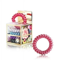 Vere 5PCS Everlasting Hair Ties - Fuchsia Glitter Blend, Large 2.5" Dia: High Quality Spiral Hair Ties, Coil Hair Ties, Universal Coil, Creaseless Braids, Bracelets for Thick and Normal Hair