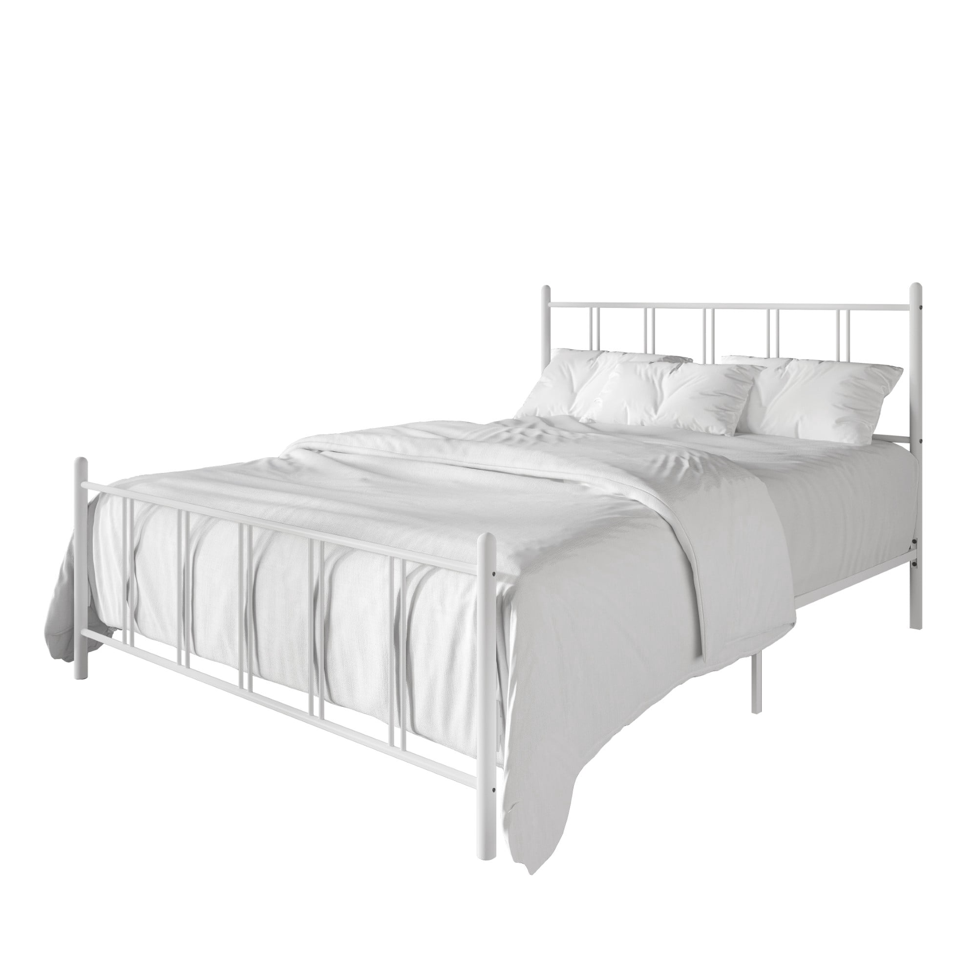 Home Design Decatur Twin Metal Platform Bed Frame, Classic Vertical Slat Headboard & Footboard, Easy Assembly, White