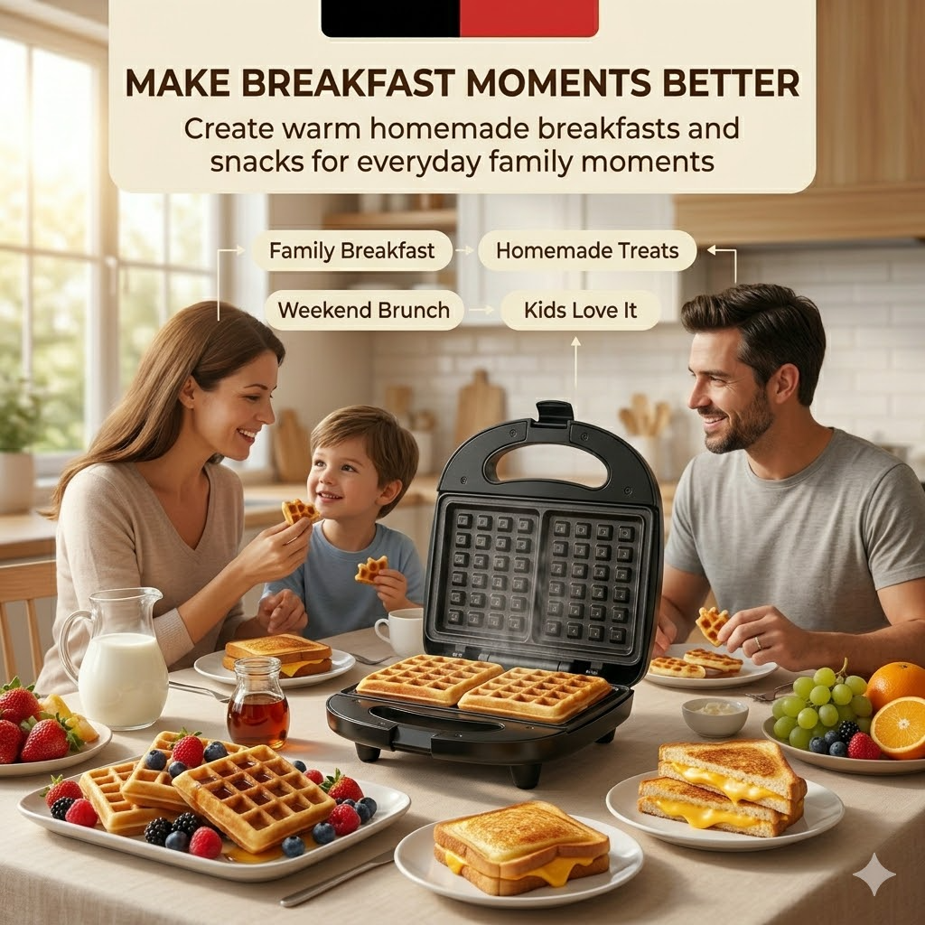 Camkey Sandwich & Waffle Maker, 2-in-1, Nonstick Plates photo 6