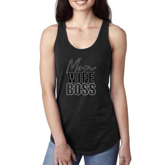 Wild Bobby, Mom Wife Boss Mother's Day Ladies Racerback Tank Top, Black, Small