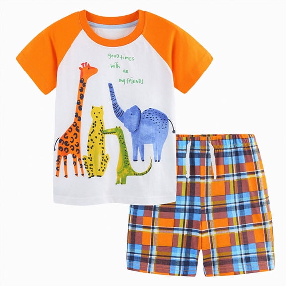 Nwiuh Baby Boy First Birthday Outfit Short Sleeve Shirt Shorts Sets Cute Summer Birthday Clothes 2Pcs(Orange, 2-3 Years)