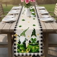 thumbnail image 4 of St. Patrick's Day Table Runner - 90 Inch Long Green Shamrock Gnomes Gold Coin Beige Cotton and Linen Blended Dress Scarves Farmhouse Table Runner for Kitchen Dining, Coffee Table, 13" x 90", 4 of 8
