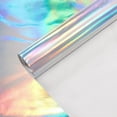 thumbnail image 3 of Holographic Leather Fabric 54x39inch Silver PU Leather Roll Laser Leather Fabric Soft Leather Fabric Suitable for Earring Making Handicraft DIY Crafts or Other, 3 of 7