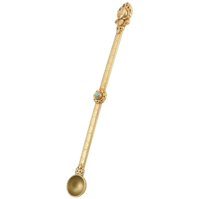 Miangastore Brass Buddha Spoon Hawan Spoon for Pouring Ghee Tibet Spoon Religious Spoon