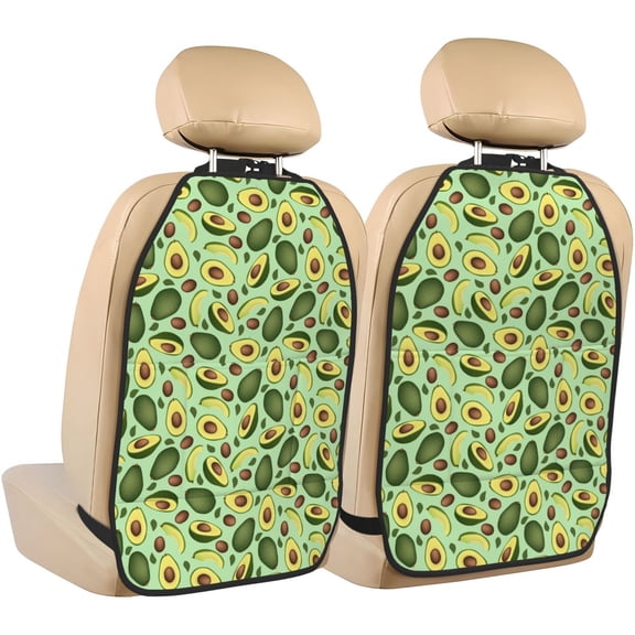 Xecao Avocado With Seeds Pattern Car Seat Back Protector 2 Pack Large Capacity Pocket, Kick Mats Back Seat Protector