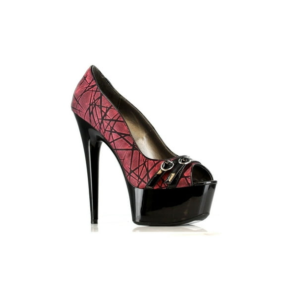Ellie Shoes E-609-Willow 6 Peep Toe Stiletto buckle details & branch pattern 11 / Purple