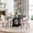 Table and 4 Beige Chairs, variant on Round Farmhouse Dining Table Set for 4, 47" Circle Black Wooden Kitchen Table with 4 Beige Velvet Upholstered Dining Chairs, Wooden Kitchen and Dining Room Table Set for Dining Room