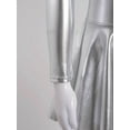 thumbnail image 6 of YONGHS Kids Girls Shinny Metallic Ice Skating Dress Long Sleeve Leotard Dancewear Silver 14, 6 of 7