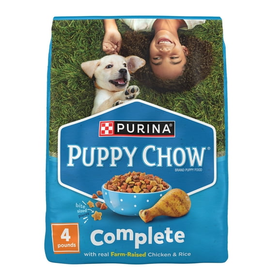 Purina Puppy Chow Complete Dry Dog Food, High Protein Farm-Raised Chicken & Rice, 4 lb Bag