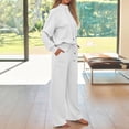 thumbnail image 6 of Two Piece Sets for Women Mock Neck Matching Sets Loungewear Fall Clothes Travel Outfits Fashion 2025 White L, 6 of 6